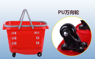 Cesta de compras plástica del colmado, cesta de HDPP en las ruedas con el volumen de la manija 36L