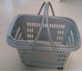 Cesta de compras plástica de la mano del balanceo apilable/cesta del ultramarinos con las ruedas