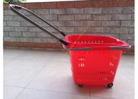 Cesta de compras plástica apilable con las ruedas para el SGS del ultramarinos/del supermercado