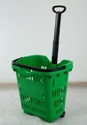 Cesta plástica verde del balanceo de las compras de la mano/carro durable de la cesta del supermercado