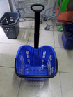 Tracción de la cesta de compras plástica de la manija del telescopio con dos ruedas