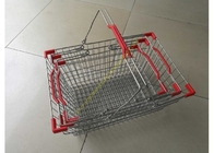 Cestas de compras de mano plateadas Chrome de acero del alambre de metal del supermercado con el doble manija