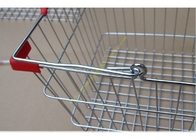 Cestas de compras de mano plateadas Chrome de acero del alambre de metal del supermercado con el doble manija